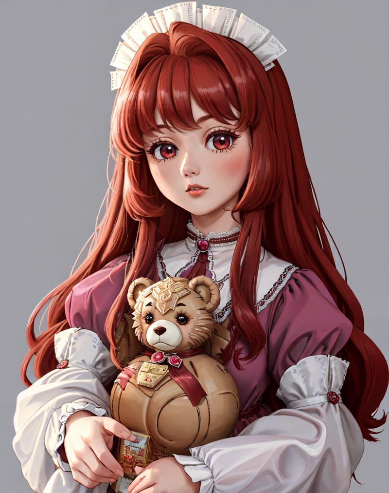 02636-452352638-8K, Masterpiece, highres, absurdres,_edgBisqueDoll, a doll with long hair and a teddy bear ,wearing [edgBisqueDoll_clothing_ball.png